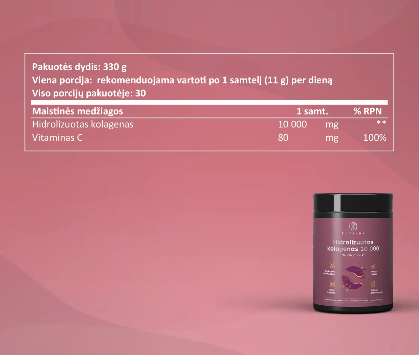 Grynas kolagenas (su vit. C) 1+1