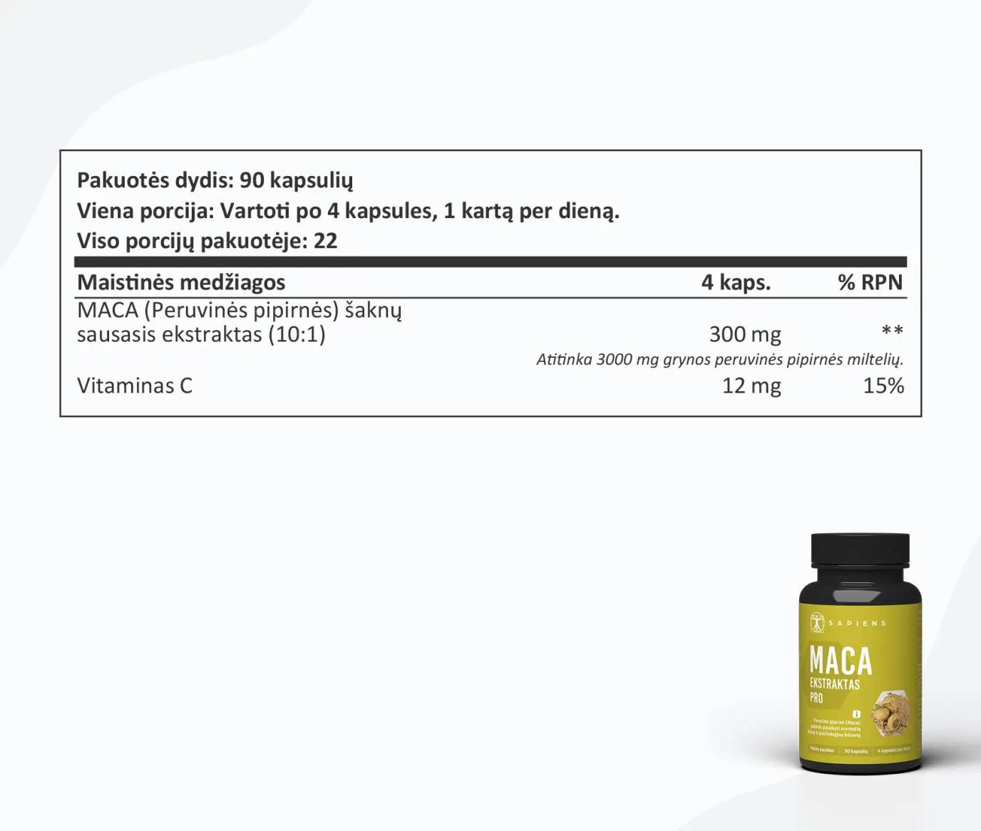 Maca ekstraktas PRO 1+1