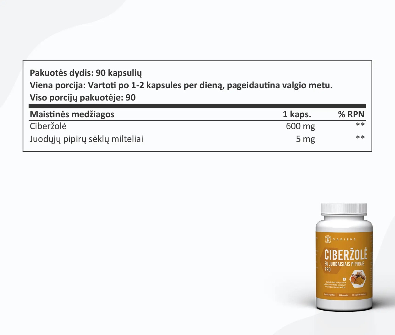 Ciberžolė su juodaisiais pipirais PRO 1+1