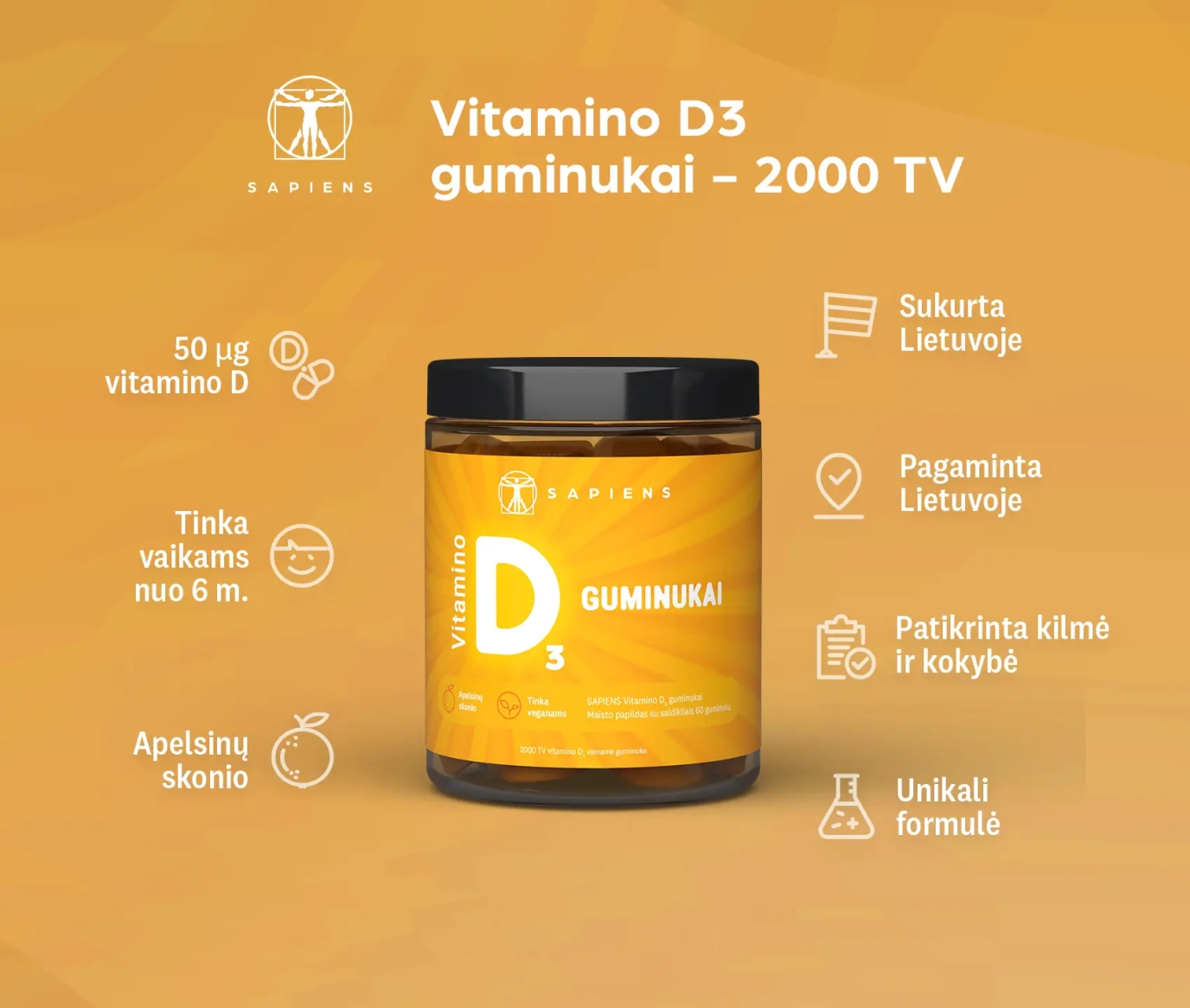 Vitamino D3 guminukai 1+1