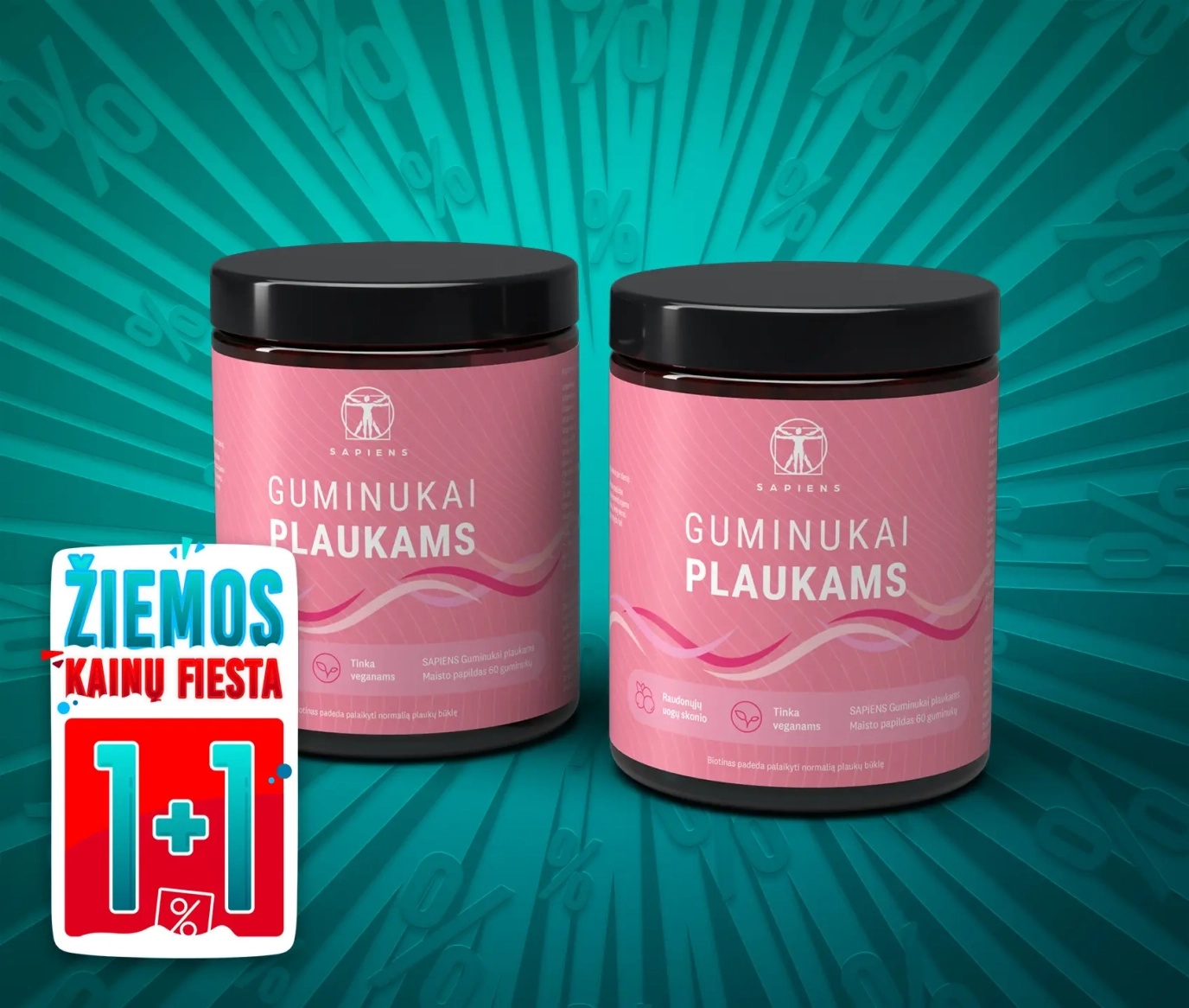 Guminukai plaukams 1+1