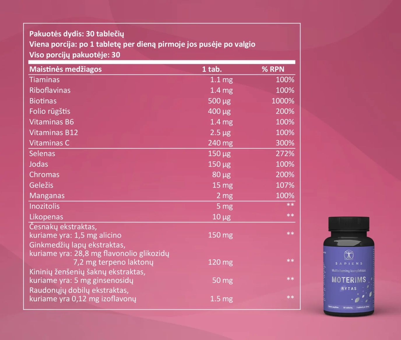 Multivitaminų kompleksas Moterims 1+1