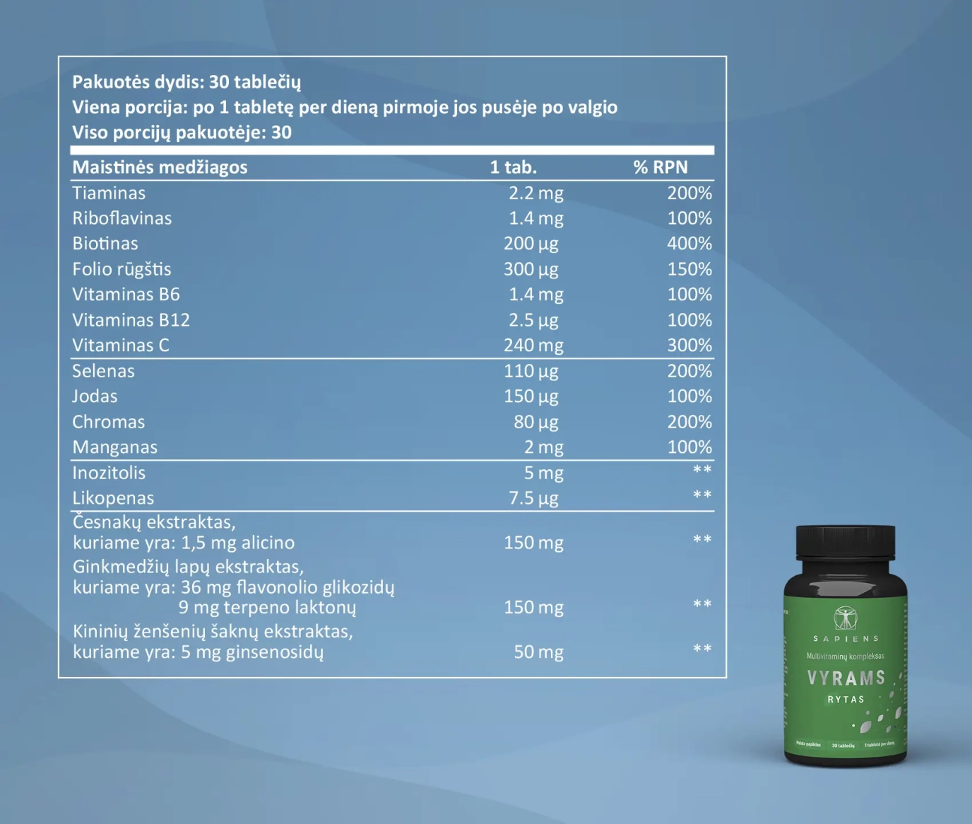 Multivitaminų kompleksas Vyrams 1+1