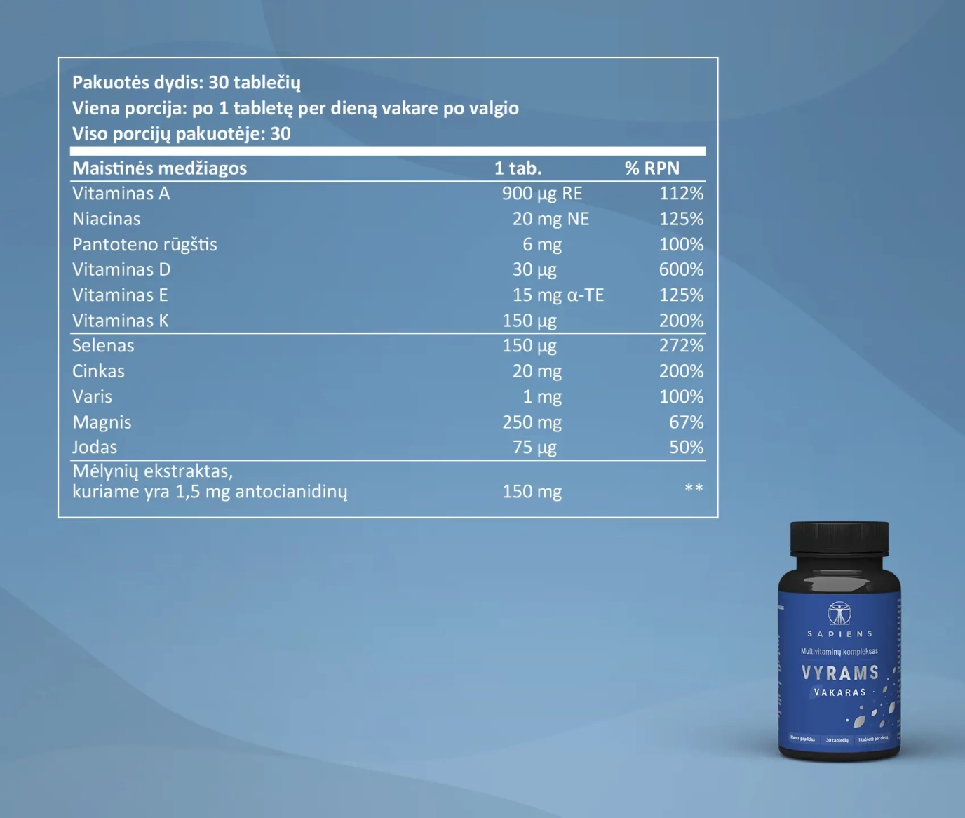 Multivitaminų kompleksas Vyrams 1+1